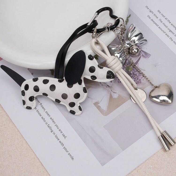 JRESSIAL Cute Versatile Casual Fashion Multi-Color Leather Polka Dot Spotted Dachshund Pendant DIY Keychain Bag Charm, DIY Bag Decoration, Exclusive Gift For Birthday, Anniversary - Multicolor - View 5
