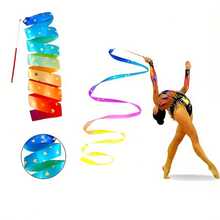Random Color, 1pc Shiny Gymnastics Ribbon With Rotating Dance Wand - A Colorful Dance Ribbon With Stars, Perfect For Performance, Show And Practice. Made Of High-Quality, Flexible Material. - Multicolor - View 7