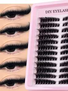 LIMEIKAI 192 Pcs Cat Eye Style Lash Clusters 100D D Curl Fluffy Curly Individual Lashes Soft Lightweight Reusable DIY Eyelash Set For Beginners Home Daily Party Travel Music Festival - View 6