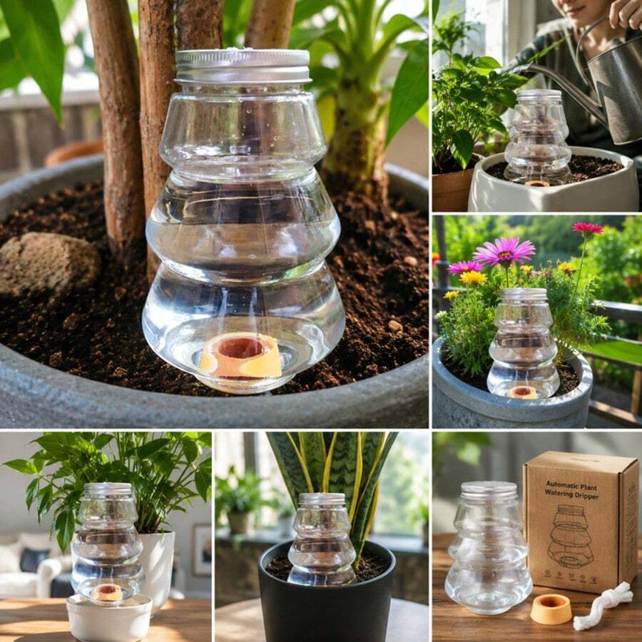 Christmas Tree Shaped Automatic Drip Irrigation Watering Device, 500ml Transparent Visible, Suitable For Indoor Potted Plants, Slouchy Watering Solution, Automatic Drip Irrigation Seepage, Approx. 7 Days Duration, Applicable For Home Drip Irrigation