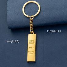 1pc Casual Personalized Engraved Letter Gold Bar Keychain, Daily Versatile Family Style Gift For Family And Friends, Creative Gold Bar Gold Brick Keychain With Wealth-Attracting Meaning, Portable Accessory - Yellow Gold - View 2