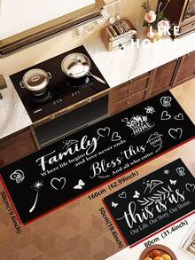 1pc Non-Slip Oil-Resistant Absorbent Kitchen Mat, Simple Rectangular Dirt-Resistant Carpet, Suitable For Living Room, Bedroom, Hallway, Bathroom And Laundry Room Polyester Carpet, Suitable For Indoor And Outdoor Home Decor. - Multicolor - View 15