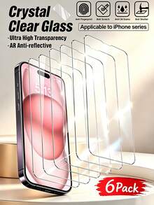 MSRI 6片裝高清晰鋼化玻璃螢幕保護貼，防刮、防水、防塵、防指紋，相容手機殼，撥水設計，適用於居家、辦公室、戶外短途旅行、校園日常生活等場景。相容 iPhone 7/8/X/XS/XR/11/12/13/14/15//16/16 Plus/16 Pro/16 Pro Max/16e17/17 Air/17 Pro/17 Pro Max/17/17 Air/17 Pro/17 Pro Max - 無色 - 查看 28