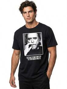 Summer Outfit For Men, Bukowskis Men's T-Shirt Message Slogan Scripture - Find What You Love - 黑色 - 查看 4