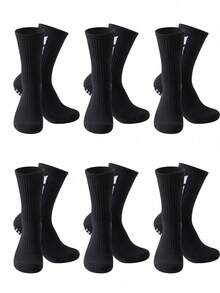 1 Pair/4 Pairs/6 Pairs Men's Non-Slip Dotted Towel Sole Breathable Striped Mid-Calf Socks Suitable For Football Training - Black and White - View 8
