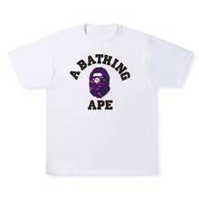 B.APE TEE Dual Color Shark & A.Pe Print Top Summer Leisure Unisex Soft Cotton Shirts - 白色 - 查看 1