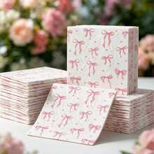40pcs/60pcs/80pcs/100pcs/200pcs/Light Pink Bow Small Party Napkins | Decorative Cocktail Napkins, Holiday Decor | Premium Party Tabletop Decoration | Elegant Party Supplies - Multicolor - View 7