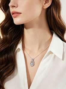 XUJIA 1pc 2.15ct Round Moissanite Women's 925 Sterling Silver Infinity Necklace, 18inch+2inch Adjustable Chain, Sparkling Exquisite Jewelry Gift - PMO-173 - View 6