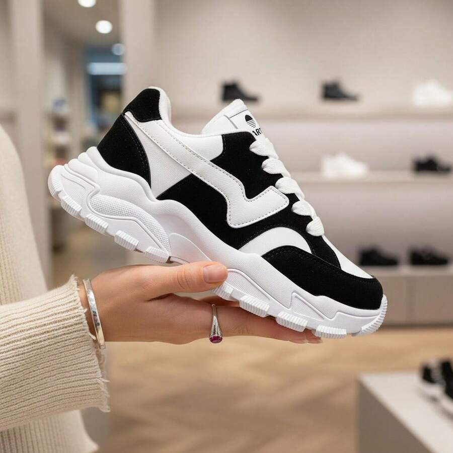 Women Casual Shoes - 黑色拖拉機 - 查看 1