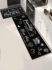 1pc Non-Slip Oil-Resistant Absorbent Kitchen Mat, Simple Rectangular Dirt-Resistant Carpet, Suitable For Living Room, Bedroom, Hallway, Bathroom And Laundry Room Polyester Carpet, Suitable For Indoor And Outdoor Home Decor. - Multicolor - View 9