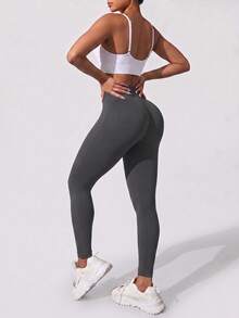 Seamless Yoga High Elasticity Casual Leggings | Women's Tight Pants - Grey - View 4