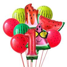 11pcs/Set Watermelon Number Balloons, Glasses, Sliced Watermelon, Popsicle, Realistic Latex Watermelon Balloons, 1st Birthday Party Decoration Balloons - Balloon - View 2