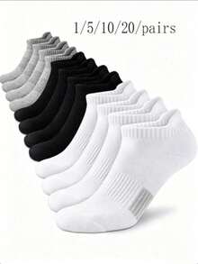 5/10 Pairs Men's Spring/Autumn/Summer Black & White Outdoor Sports Short Socks 1/20/Pairs - Multicolor - View 18