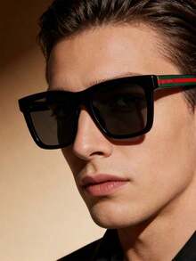 Stylish Gucci Square Fashion Glasses Wooden Frames Soft Nose Pads Lightweight For Sports Travel Daily Use - Black - View 3