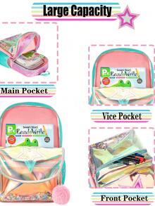 3-Piece Girls Backpack Set, Includes Crossbody Bag And Pencil Case, Back To School Backpack Set For Teenage Students - Pink X3012 - View 5