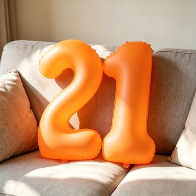 40 Inch Fluorescent Orange Matte Number 0-9 Foil Balloons, Large Digital Mylar Balloon, Birthday Anniversary Halloween Thanksgiving Harvest Festival Fall Party Decorations Supplies