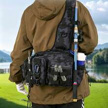 2026 New Sports One Shoulder Crossbody Bag, Large Capacity Camouflage Fishing Rod Tackle Bag With Bait Box - Multicolor - View 3