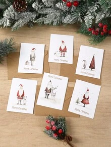 24pcs/12sets Christmas Greeting Cards With Envelopes, Perfect For Christmas Wishes And Thank You Notes, Santa Claus Pattern, Christmas Blessing Cards, Christmas Party Decoration, Christmas Gifts, Merry Christmas Decor, Christmas New Year Greeting Cards, Floral Greeting Cards, Merry Christmas Decoration, Christmas Decoration, Winter Decoration, Christmas Party Favors, 2027 New Year Decoration, Decoration, Decoration - Santa Claus - View 5