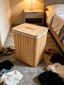Multi-Material Laundry Hamper With Lid, Size 40*30*50cm, Built-In Waterproof Lining, Portable Thick Rope Handles, Large Capacity For Dust And Moisture Prevention, Multiple Colors Available - Multiple Specifications - View 1
