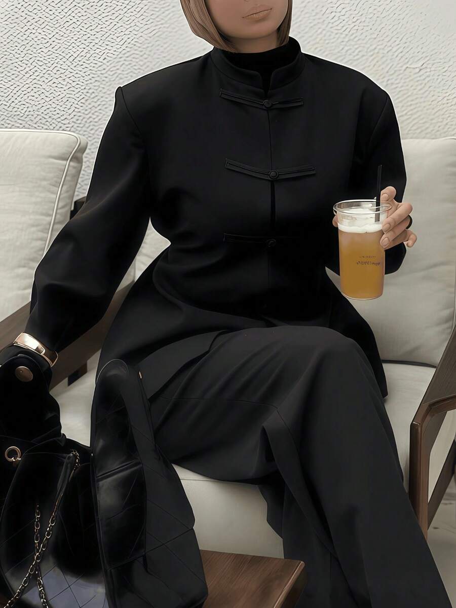 Daily Commute Versatile Elegant Slim Fit Short Long Sleeve Jacket Black Fall - Black - View 1