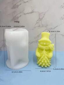 1pc 3D Christmas Snowflake Snowman Silicone Candle Mold, Christmas Hugging Pine Tree Snowman Shaped Aromatherapy Candle Mold, Suitable For Handmade, Resin Crafts, Used For Christmas Home Decor - A-White - View 3