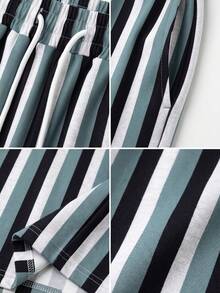 GRDR Men's Summer Striped Loose Drawstring Elastic Waist Casual Wide Leg Long Pants With Drape - Green - View 7
