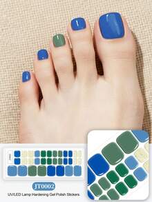 New Cross-Border Semi-Cured Gel Toe Nail Stickers, Glitter Shiny Design, In Stock Wholesale, Waterproof And Long-Lasting - Dusty Blue - View 1