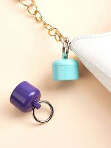 1pc Portable Jewelry Storage Box, Pill Box Keychain, Keychain, Portable Ring Holder Keychain, Women's Travel Ring Holder Keychain, Earrings, Rings, Small Round Metal Ring Box, Convenient For Outdoor Travel Jewelry Storage - Multicolor - View 6