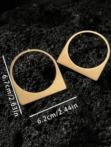 1Pair Geometric Statement Gold Stud Earrings For Women, Minimalist Modern Abstract Rectangle And Circle Combination, Party Fashion Ear Jewelry - Multicolor - View 6