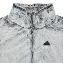 Adidas Women's Autumn/Winter Chimney Collar Faux Fur Plush Comfortable Short Sports Jacket Coat JJ1081 - Grayish Black - View 3