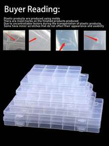 Transparent Fixed Compartment Plastic Storage Box 10/12/15/18/24 Slots Optional PP Material Jewelry Box Storage Earrings Rings Nail Art Rhinestones Nail Accessories DIY Beads Soft Clay Handmade Small Parts Multi-Functional Portable Storage Box Girls Gift - Clear - View 7