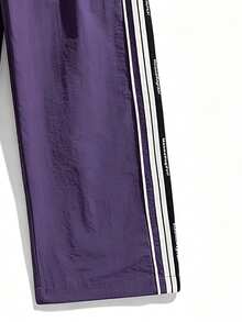 NBCT Women's Striped Elastic Drawstring Straight Leg Outdoor Hiking Trekking Running Casual Walking Functional Long Pants - Purple - View 5