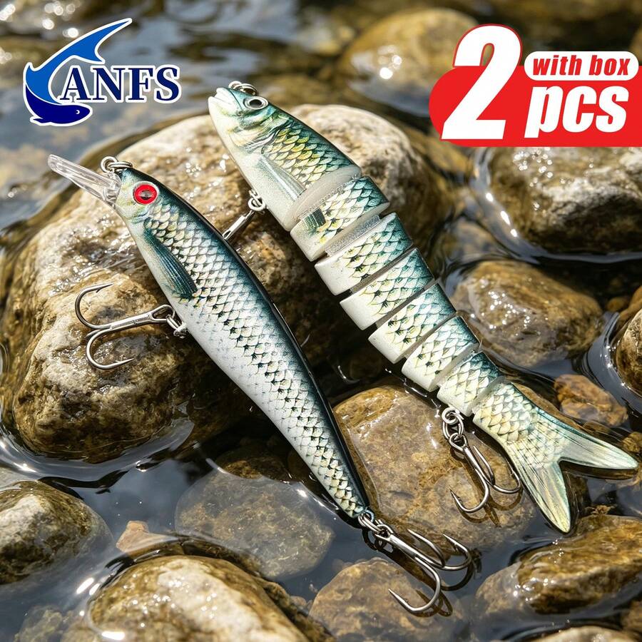 ANFS 2pcs Fishing Lures Mixed Design - Realistic Artificial Lures Swimming Lures For Freshwater And Saltwater Fishing