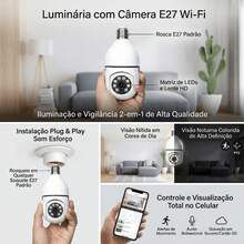1pc Câmera de segurança inteligente residencial - Câmera sem fio 2k, instalação simples, design com soquete E27, visão noturna colorida, detecção de movimento, áudio bidirecional, sistema de monitoramento inteligente, adequada para uso residencial, comercial e interno. - Câmera Wi-Fi Inteligente 1 peça - Visão 2