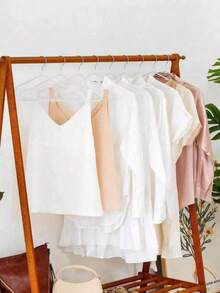 1 Pack 10pcs Indoor Hangers, Seamless Minimalist Metal Adult Non-Slip Dipped Plastic Coated Hangers With Slots For Home Use - Pink - View 5