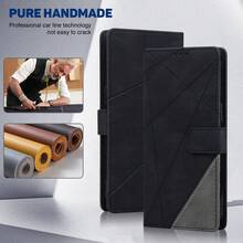 GLANDOTU Étui de téléphone en cuir PU patchwork triangulaire, support pliable style portefeuille, conception à fermeture magnétique, compatible avec de nombreuses marques et modèles de téléphones, imperméable, antichoc, anti-chute, anti-rayures, protection complète - Noir - Voir 1
