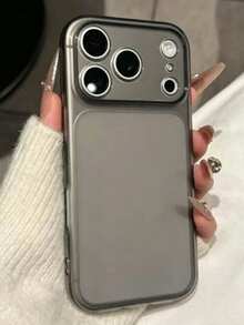 Funda de teléfono con protección de cámara de estilo minimalista transparente y brillante compatible con iPhone 17 ProMax, 17Pro, 17, 16 ProMax, 15, 14, 13 Pro Max, panel trasero transparente mate - Negro translúcido - Ver 2