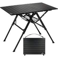 Sportneer Tragbarer Klappbarer Campingtisch mit Zwei Platten, Schnellöffnung, Verstellbare Höhe von 41,9 bis 70,1, 89,9 x 60,9, Leichter Aluminiumtisch, Griff und Schultergurt für Picknicks ARL7 - Silber - Übersicht 8