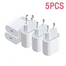 5pcs/4pcs/3pcs/2pcs/1pc EU Standard 30W Multi-Function Wall Charger, Supports Multiple Specifications, Compatible With IPhone 17/16/15/14 Pro Max/14 Pro/14 Plus/14/13/12/11 And Other Models 30W PD Fast Charging, Suitable For Home, Office And Travel Use. - 歐規C型插(220-240V) - 查看 1