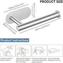 No-Drill Toilet Paper Holder, Self-Adhesive Toilet Paper Dispenser, Stainless Steel Toilet Paper Holder, Absorbent Toilet Paper Holder, Bathroom Toilet Paper Storage Rack, Bathroom Accessories, No Drilling Required, Wall-Mounted, Bathroom Storage Rack, Bathroom Hardware - Multicolor - View 4