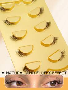 5 paires d'extensions de cils 3D en fourrure de chat à effet œil de renard naturel, bouclés et ailés, avec bande transparente invisible, faux cils confortables et légers pour débutants - Voir 5