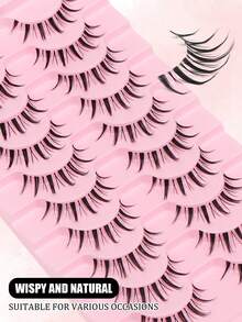 10 Pairs Of C-Roll False Eyelashes - Comic And Cosplay Eyelash Set, Natural False Eyelash Pairing, Repeated Use, With Natural Eye Makeup, Suitable For All Places, Eyelashes, False Eyelashes - Black - View 5