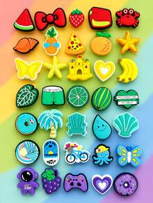 35pcs/Set Colorful Shoe Charms, DIY For Perforated Shoes, Bags, Phone Cases And More, Exquisite Gift For Friends. - Multicolor - View 3