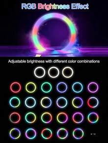 AXNEN 10 Inch RGB Ring Light With Tripod, Clip And Phone Holder, LED Ring Light With 39 Color Modes And 10 Brightness Levels, Suitable For Makeup, Selfie, Photography, Live Streaming - Black - View 3