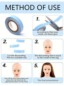 Waterproof Lace Front Wig Tape, 3 Yards - Double-Sided Adhesive For Secure Hold On Wigs And Extensions - Strong, Flexible Hold - Waterproof Lace Front Wig Tape - Strong Bond, Double-Sided Support For Extensions And Wig Pieces, Halloween - View 7