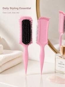Curly Hair Styling Comb, Multi-Color Plastic Hairbrush, Side Teeth Design, Dense Teeth, Pointed Tail Handle, Anti-Static, Suitable For Wavy Curly Thick Hair And Wigs - Multicolor - View 3