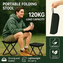 1pc Aluminum Alloy Folding Chair, Portable Lightweight Stool With Storage Bag, Picnic Camping Travel Outdoor Seat - Multicolor - View 3
