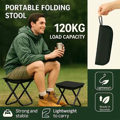 1pc Aluminum Alloy Folding Chair, Portable Lightweight Stool With Carry Bag, Outdoor Seat For Picnic Camping Travel
