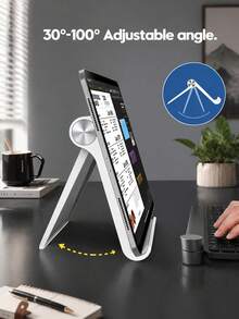 1pc Foldable Portable Phone Stand, Premium ABS Desktop Holder, Adjustable Angle Universal Bracket, Multi-Angle Foldable Desktop Support, Stable Phone Support To Free Your Hands, Suitable For All Smartphone Models And Tablets, Essential For Office And Home Daily Use - A - View 5