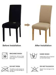 1PC/4pcs/6pcs Solid Color Milk Silk Dining Chair Cover, 160g Elastic Polyester Fiber, Removable Elastic Dining Chair Cover, Suitable For Dining Room, Living Room Dining Chair Cover, Home Decor - Khaki - View 5